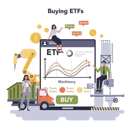 Industrial, construction and agriculture machinery online serviceのイラスト素材