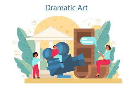 Drama club concept. Children creative subject, school play. Kidのイラスト素材