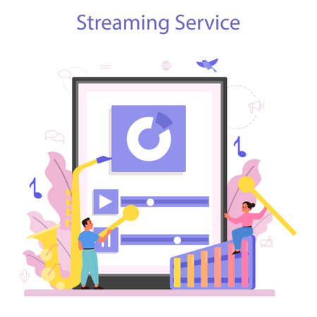 Musician and music online service or platform. Young performerのイラスト素材