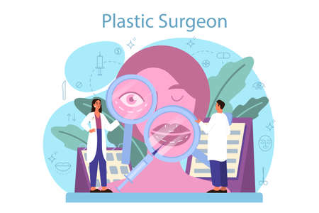 Plastic surgeon concept. Idea of body and face correction.のイラスト素材