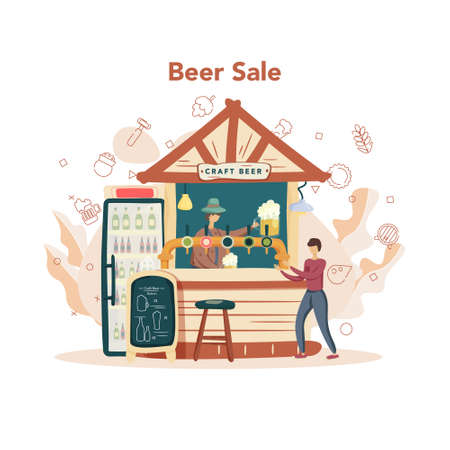 Brewery concept. Craft beer production, brewing process. draught beerのイラスト素材