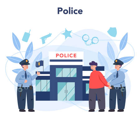 Police officer in uniform. Detective making investigation.のイラスト素材
