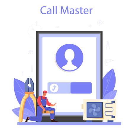 Air conditioner repair and instalation service online serviceのイラスト素材