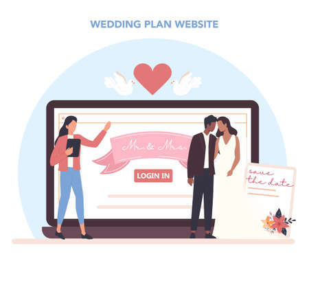 Wedding planner online service or platform. Professional organizerのイラスト素材