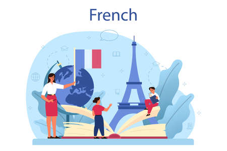 French learning concept. Language school french course. Studyのイラスト素材
