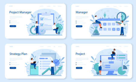 Project management web banner or landing page set. Successfulのイラスト素材