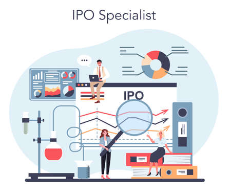 Initial Public Offerings specialist. IPO consultant. Investing strategyのイラスト素材