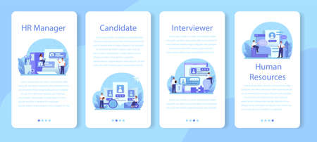 Human resources mobile application banner set. Idea of recruitmentのイラスト素材
