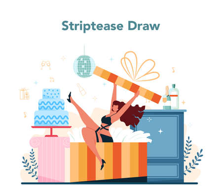 Female stripper concept. Pole dancing girl in club, stripperのイラスト素材