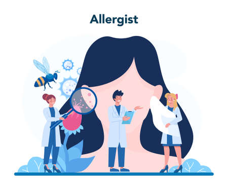 Allergist. Disease with allergy symptom, medical allergologyのイラスト素材