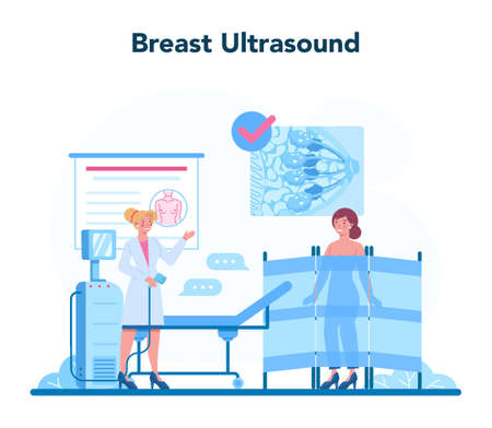 Mammologist concept. Consultation with doctor about breastのイラスト素材