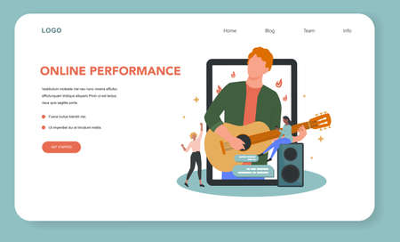 Online concert web banner or landing page. Musician or artistのイラスト素材
