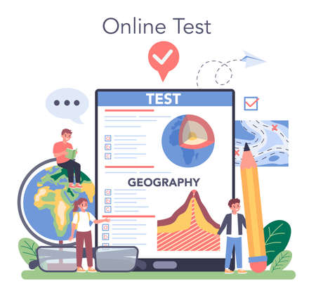 Geography class online service or platform. Studying the landsのイラスト素材