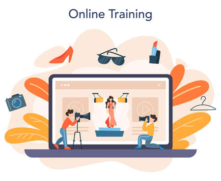 Fashion model online service or platform. Man and womanのイラスト素材