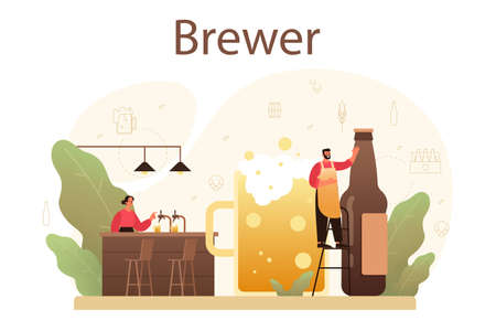 Brewery concept. Craft beer production, brewing process. draughtのイラスト素材