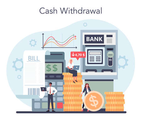 Cash withdrawal concept. Idea of finance income, money savingのイラスト素材
