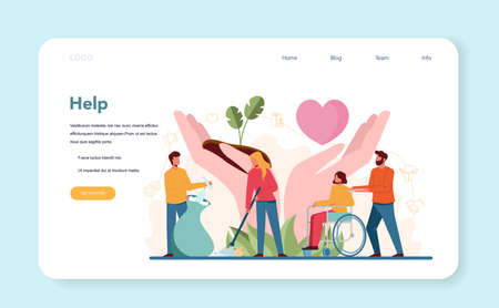 Volunteer help web banner or landing page. Charity communityのイラスト素材