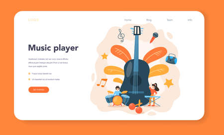 Professional musician web banner or landing page. Youngのイラスト素材