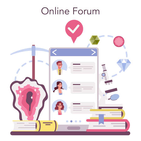 Mineralogist online service or platform. Professional scientistのイラスト素材