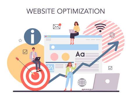 Website optimization concept. Website development and programming,のイラスト素材