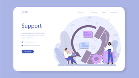 Technical support web banner or landing page. Idea of customerのイラスト素材