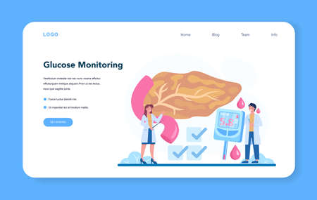 Endocrinologist web banner or landing page. Thyroid examination.のイラスト素材