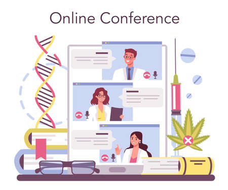 Narcologist online service or platform. Professional medical specialistのイラスト素材