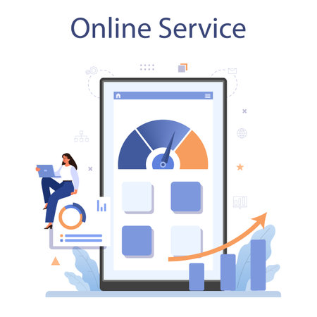 Benchmarking online service or platform. Idea of businessのイラスト素材