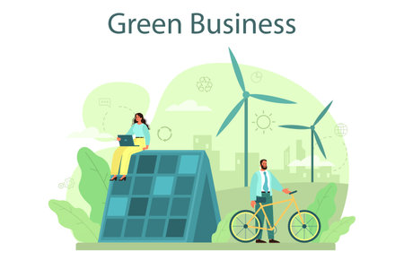 Ecology or eco friendly business. Business people taking careのイラスト素材