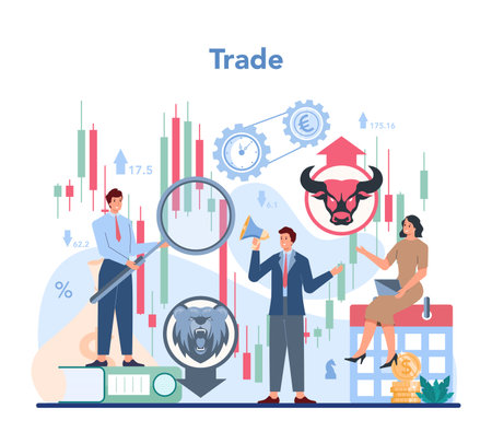 Trader, financial investment concept. Stock market analysis.のイラスト素材