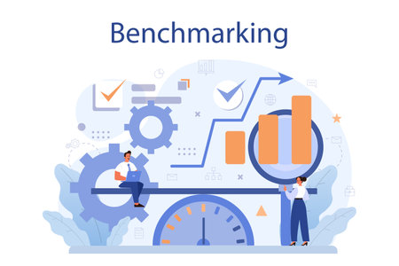 Benchmarking concept. Idea of business development and improvement.のイラスト素材