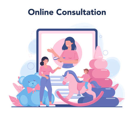 Babysitter service or nanny agency online service or platformのイラスト素材