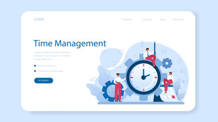 Time management web banner or landing page. Business people workのイラスト素材