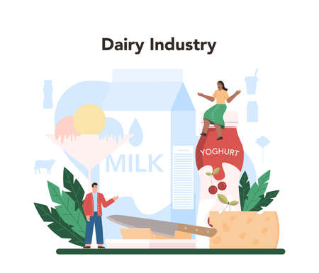 Dairy production industry. Dairy natural products for breakfast.のイラスト素材