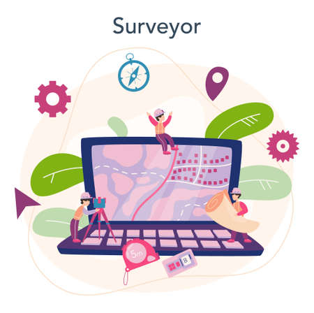 Surveyor concept. Geodesy science , land surveying technologyのイラスト素材