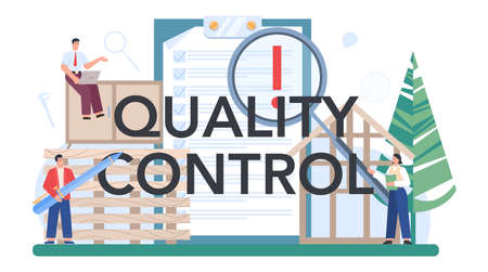 Quality control typographic header. Checker inspector as a forestry productionのイラスト素材