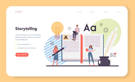 Storytelling web banner or landing page. Professional speechwriterのイラスト素材