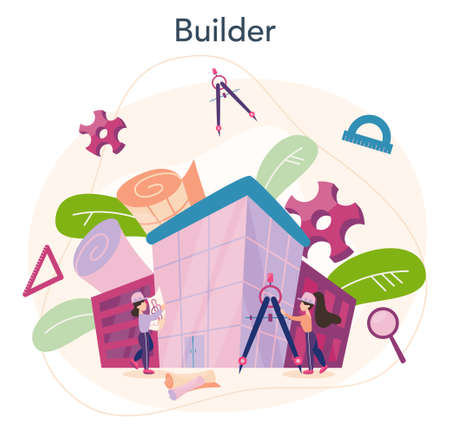 Architecture concept. Idea of building project and constructionのイラスト素材