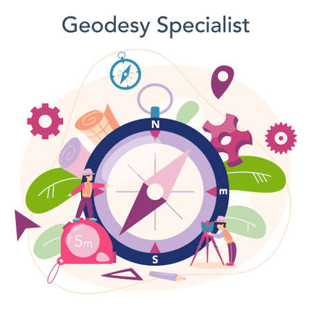 Surveyor concept. Geodesy science , land surveying technologyのイラスト素材