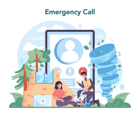Urgency rescuer online service or platform. Ambulance lifeguardのイラスト素材