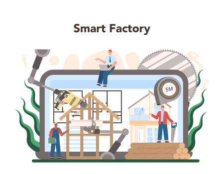 Timber industry and wood production online service or platformのイラスト素材
