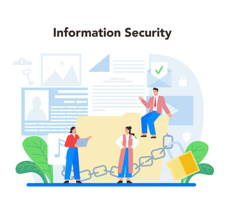 Computer security specialist. Idea of digital data protection and safety.のイラスト素材