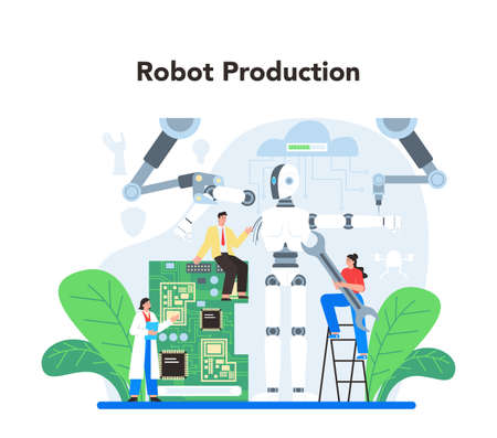 Roboticist concept. Robotic engineering and constructing. Idea of artificial