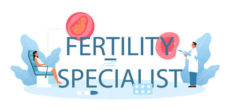 Fertility specialist typographic header. Human anatomy, biological materialのイラスト素材