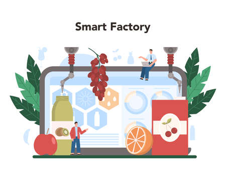 Fruit farming industry online service or platform. Idea of agricultureのイラスト素材