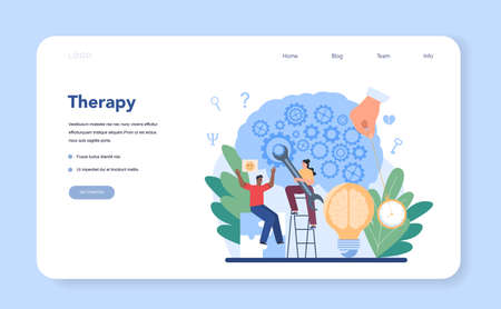 Psychiatrist web banner or landing page. Mental health diagnostic.のイラスト素材
