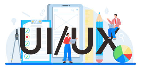 UX UI typographic header. App interface improvementのイラスト素材