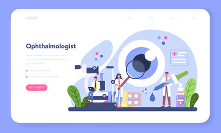 Ophthalmologist web banner or landing page. Idea of eyesight checkのイラスト素材