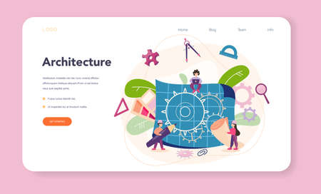 Architecture web banner or landing page. Idea of building projectのイラスト素材