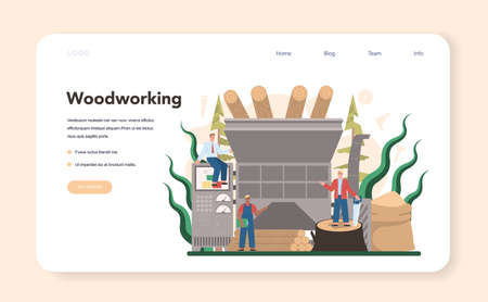 Wood industry and paper production web banner or landing page.のイラスト素材